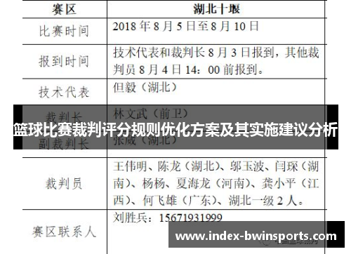 篮球比赛裁判评分规则优化方案及其实施建议分析